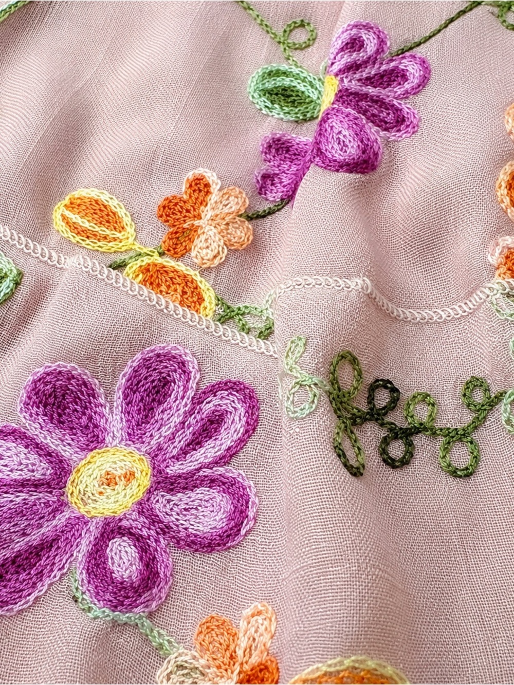 Anthropologie Kindred Mauve Blush Floral Embroidered Maxi Dress XL - Picture 3 of 5